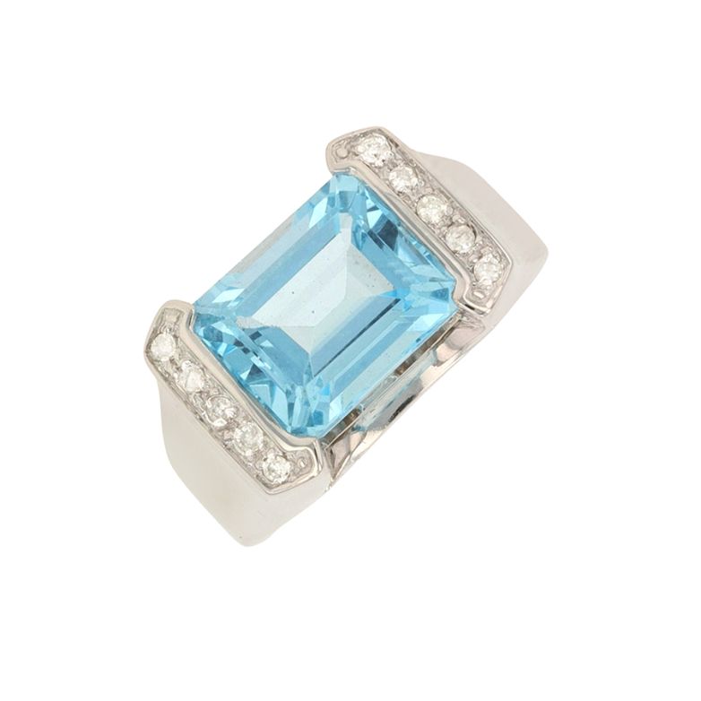 Bague topaze 5.86 carats et diamants 0.10 carat or blanc 7.54g Comme neuf -  reconditionné disponible sur Gemme Les Bijoux